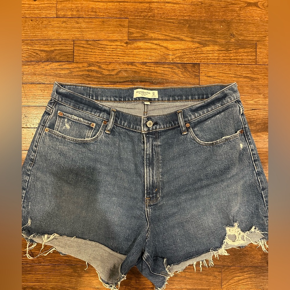 Abercrombie & Fitch Blue Jean Shorts Distressed Frayed Hem